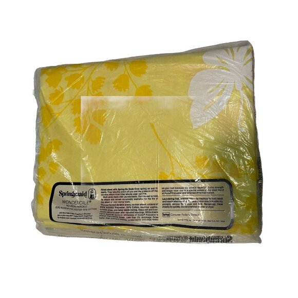 VINTAGE 70s NOS  Springmaid Wondercale  Percale Twin Flat Sheet Yellow Butterfly